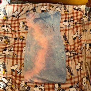 Honey bum tie dye spaghetti strap body con dress